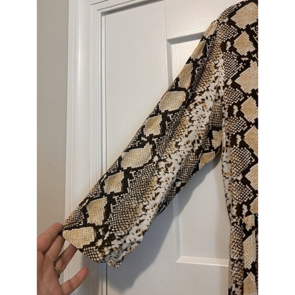 Maeve Anthropologie Womens Dress Tan V Neck Python Snake Print Boho Tunic Large - Picture 3 of 7